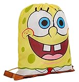 SPONGEBOB SQUAREPANTS Borsa da palestra per bambini ragazzi ragazze coulisse scuola nuoto pranzo borsa, Giallo, Taglia unica, Con couliss