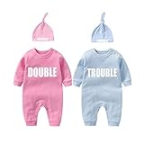 culbutomind 2 Tutine Per Neonati Gemelli Body Per Bambina Double Trouble Bambino Neonato Divertenti Body Per Neonato Gemelli(pink blue 12m)