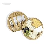 JOCCA - Set Tavola Formaggi con Coltelli in Acciaio Inox | Ideale per Amanti del Formaggio | Tavola Rotonda diametro 20cm con Set di 4 Coltelli | Perfetto Regalo Originale