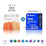 Microsoft 365 Personal | 1 persona | Per PC/Mac/tablet/cellulari | Abbonamento di 15 mesi + F-Secure Total | 1 Anni | 5 Dispositivi | PC/Mac/Mobile | Codice d attivazione via email