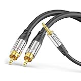 sonero® Premium Cavo adattatore audio, 1,00 m, jack da 3,5 mm a 2 connettori RCA, contatti dorati, nero