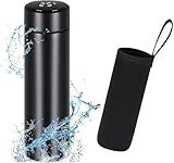 Flintronic Borraccia da 500 ML, Thermos con Tappo di Temperatura a LED, Thermos da Caffè in Acciaio Inossidabile, Tazza Termica Intelligente, Tenere Caldo/Freddo per Scuola, Ufficio, Nero