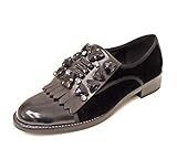 Luciano Barachini 7183A Scarpe Donna in Pelle E Velluto Nero con Pietre DURE