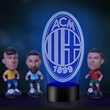 Lampada Milan Calcio, AC Calcio Milano Luce Notturna 3D Led,16 colori cambio automatico USB e potenza della batteria, regalo per bambini regalo per bambini per papà regalo di compleanno del padre