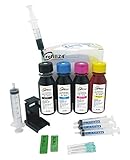 refill24 Kit di ricarica compatibile per cartucce d’inchiostro HP 301, 301 XL, nero e a colori, completo di clip ed accessori, 400 ml di inchiostro