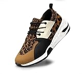 LUCKY STEP Sneaker da Donna alla Moda con Plateau retrò e Lacci Casual (Leopardo Marrone, 8US-38EU-5UK)