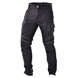 Trilobite Acid Scrambler Pantaloni Moto Jeans Moto da Uomo, Protezione Ginocchia e Fianchi, Nero, 36