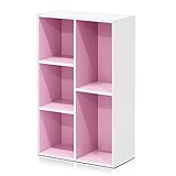 Furinno 11069 Librerie, Legno, Bianco/Pink, 5 scomparti