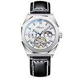 RORIOS Orologio Uomo Orologio Luminoso Orologio Meccanico Automatico con Cinturino in Pelle Orologi Tourbillon Design Uomo da Polso