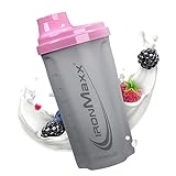 IronMaxx Protein Shaker - Bianco Ghiaccio/Rosa 700ml |Shaker Proteico con Tappo a Vite, Setaccio & Scala Graduata |a prova di perdite, lavabile in lavastoviglie & privo di plastificanti BPA e DEHP