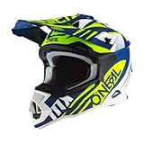 O NEAL | Casco Motocross | MX | Calotta in ABS, Standard di sicurezza ECE 22.05, Prese d aria per una ventilazione ottimali | Casco 2SRS Spyde 2.0 | Adulto | Blu Bianco Giallo | Taglia L