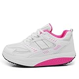 Scarpe da Ginnastica Basculanti Corsa Sportive Ginnastica Sneakers Comode per Camminare Dondolo Fitness Benessere Dimagranti Comode da Donna IF03 Bianco/Fuxia N.38