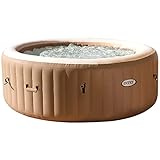 Intex 28428EX - PureSpa Vasca Idromassaggio Gonfiabile Bubble Massage, 6 posti, 140 Getti, Riscaldatore, PVC, Beige, 216x71 cm