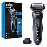 Braun Series 5 Regolabarba Uomo, Rasoio Elettrico Barba, Rifinitore Di Precisione EasyClick, EasyClean, Wet&Dry, Ricaricabile, Rasoio A Lamina Senza Fili, Idea Regalo 51-B1200s Blu