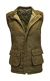 Walker & Hawkes – Gilet in tweed da caccia, giacca da uomo con toppe alle spalle Dark Sage L