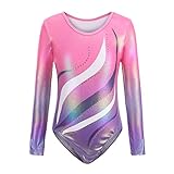 Sinoeem Ragazze Ginnastica Leotards Body Danza Claasica Balletto Artistica per Bambina Senza Maniche/Manica Lunga da 5 a 12 Anni (11-12 anni, Rosa-manica lunga)