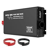 Inverter Onda Pura 2000w 24v Power Inverter 220v Peak 4000W Invertitore di Tensione Fotovoltaico, Convertitore con Display a colori LED per Camper Trasformatore Sinusoidale Pura