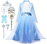 Snyemio Vestito da Principessa Elsa Bambina con Parrucca Accessori Costume Ragazze da Regina delle Nevi per Carnevale Compleanno Halloween Natale, 4-5 Anni