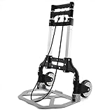 Yaheetech Carrello Portapacchi Pieghevole Carrellino Salvaspazio con Ruote in Lega di Alluminio Asta Telescopica Portata 75 kg