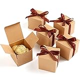 LEMESO 50 pz Scatole Regalo Natale Bomboniere Cartone Comunione Scatoline Portaconfetti Confezione Confetti Segnaposto Battesimo Nozze Sposi Matrimonio Dolci Caramelle