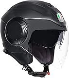 AGV Orbyt ECE 22-05 Solid Casco Moto Jet ECE 22-05 con Visierino Parasole, Nero Opaco, S