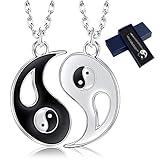 ZoneYan yin yang collana, Ciondolo 2pc Collana Ciondolo Tai Chi Yin Yang Puzzle Amicizia Separabile Amore Coppia Lega Catena Uomo Donna Regalo