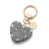 CHUQING Portachiavi per auto Portachiavi a cuore con glitter grigio Portachiavi con strass Regalo per il partner per San Valentino, Natale