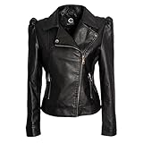 QUEEN HELENA Chiodo Giacca in Ecopelle Borchiata Giubbino Corto Giacchetta Casual Biker Motociclista Leggera Comoda Donna Y3006 (L, Nero)