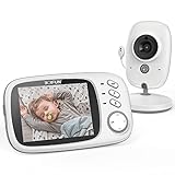 BOIFUN Baby Monitor, Videocamera Schermo da 3.2   , 750mAh, Supporto,Batteria Ricaricabile, VOX Rilevamento Del Suono, Visione Notturna, 8 Ninne Nanne, per Bambino/Anziano