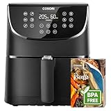 COSORI Friggitrice ad Aria 5,5 Litri, Air Fryer, 1700W, 13 Funzioni, 85% Meno Olio, 75-205°C, Fino al 50% Più Veloce del Forno, 100 Ricette Italiane, Display Digitale, CP158 Nero