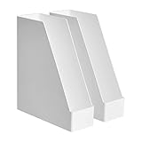 Amazon Basics Plastic Organizer - Portariviste, bianco - confezione da 2