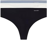 Calvin Klein Perizomi Donna Confezione da 3 Invisibles senza Cuciture, Multicolore (Black/Ivory/Flint Stone), M