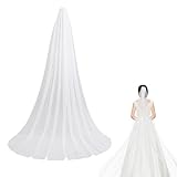 Velo da Sposa a Uno Strato Velo da Donna Lungo Tulle da Cattedrale da Sposa con Pettine Velo Bianco Morbido a Goccia per Accessori per Capelli da Sposa (300 cm)