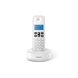 Philips DECT D1611W/34 - Telefono Fisso Cordless, Retroilluminazione, Suono HQ, Rubrica 50 Numeri, Basso Consumo Eco, ID chiamante, Portata 50m-300m - Bianco (Compatibile: ES, IT, FR)