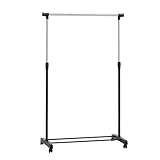 Amazon Basics - Appendiabiti con ruote, colore cromo, (91.5-145) x 42 x 161 cm (L x W x H)