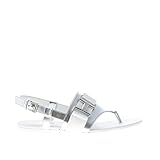 Hogan Donna H257 Infradito Valencia in Pelle Argento E Bianco con monogramma Metal Color Bianco Size 36.5