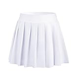 Bezioner Ragazze Gonna da Tennis, Gonna A Pieghe Sportiva con Tasche e Pantaloncini Interni,Gonna da Golf Uniforme Scolastica Bianco M(6-7 Anni,110-120 cm)