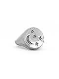 Anello Regolabile Chevalier Luna e Stelle in Argento 925% - per Dito Mignolo - Made in Italy - per Ragazza e Donna