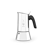 Bialetti Caffettiera New Venus 6 Tazze, Manico Anti Scottatura, Adatta A Induzione, 6 Tazze (235 Ml), Acciaio 18/10, Argento, ‎13 x 11 x 21.5 cm 540 grammi