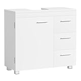 VASAGLE Mobile Sottolavabo per Bagno, Mobiletto da Bagno, 3 Cassetti Laterali, 2 Scomparti dietro l Anta, per Lavabi con Colonna, con Piedini, 30 x 70 x 64 cm, Bianco Nuvola BBK504W01