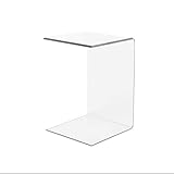 LuceSolida -  Tower  Tavolino in Plexiglass Lato Divano Forma di C Trasparente da Salotto 30 cm (30 x 30 x h 60 cm)