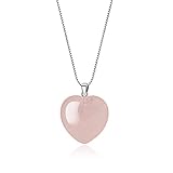 COAI Collana da Donna in Argento 925 con Ciondolo Cuore in Quarzo Rosa