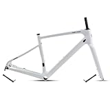 HIMALO Gravel Telaio per Bici da Corsa Carbonio 700C 45/48/51/54CM Telaio con Freno A Disco F12x100mm R12x142mm Telaio con ASSE Passante Percorso Interno Leggero (Color : White, Size : 48CM)