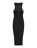 ONLY Abito Aderente a Coste Midi Dress Senza Maniche, Colore:Nero, Taglia:L