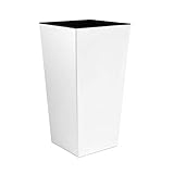 Zanvic Urbi Vaso da fiori in plastica da 26,6 litri con rivestimento interno 27 x 27 x 50 cm Bianco