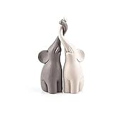 pajoma - Coppia di Statuette in Ceramica a Forma di elefantini, Altezza 25,5 cm, Grigio