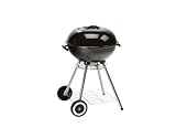 EMPOTEC Barbecue Carbone Rotondo Sfera con Coperchio Portatile BBQ Ruote e Maniglie in Bachelite 1 Ripiano Griglia Acciaio 42cm Carbonella Campeggio Picnic Giardino Misure 47x44x70cm