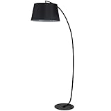 HOMCOM Lampada da Terra ad Arco con Paralume in Tessuto, Lampada a Piantana con Base in Metallo e Interruttore a Pedale, Ø47 x 105 x 190cm, Nera