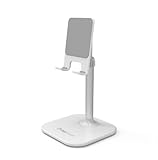 DigiPower Supporto regolabile in altezza, supporto per tablet, tablet e smartphone, per modelli con diagonale fino a 25 cm, bianco