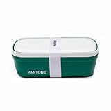 PANTONE™ - Porta Pranzo Stile Bento Box con Divisorio Interno e Valvola di Sfiato - Lunch Box Portapranzo per Ufficio e Università - Contenitore Ermetico per Schiscetta Pranzo, 12x7x20,7, Verde Scuro